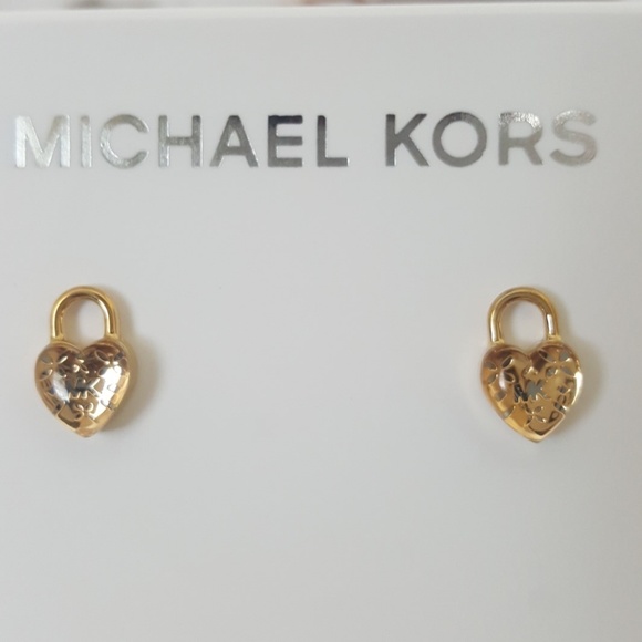 michael kors heart lock earrings